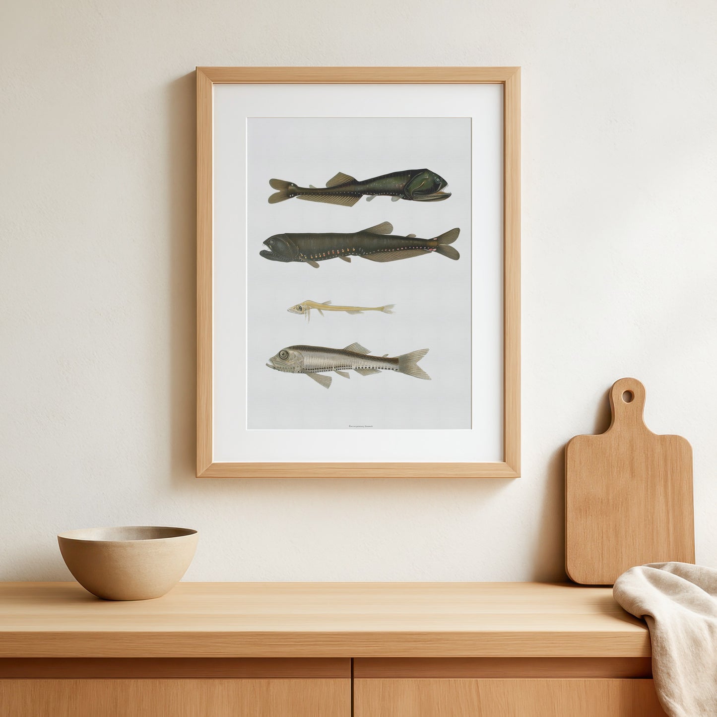 Vintage Luminous Fish Poster - Antique Deep-Sea Marine Art Print