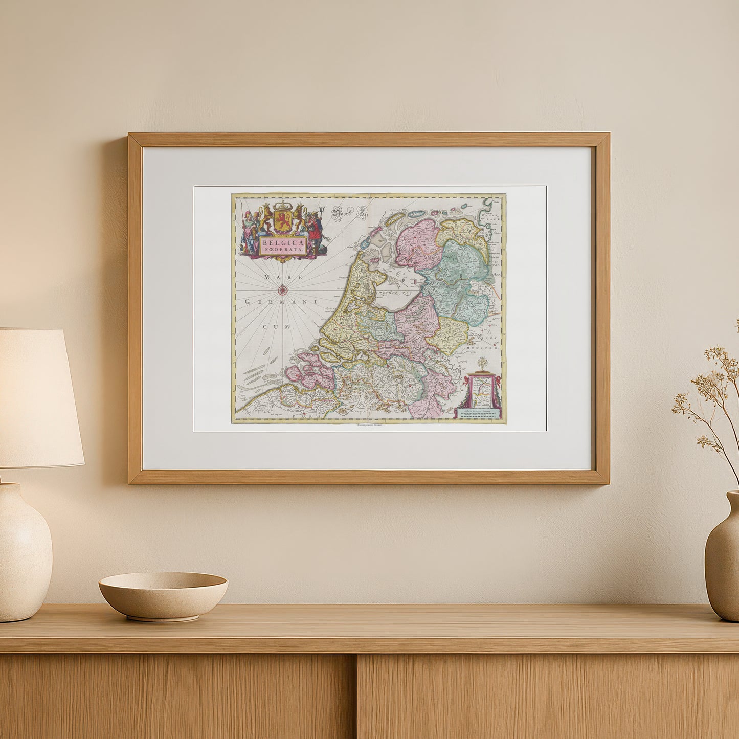Vintage Netherlands Map - Belgica Foederata by Joan Blaeu (1665)