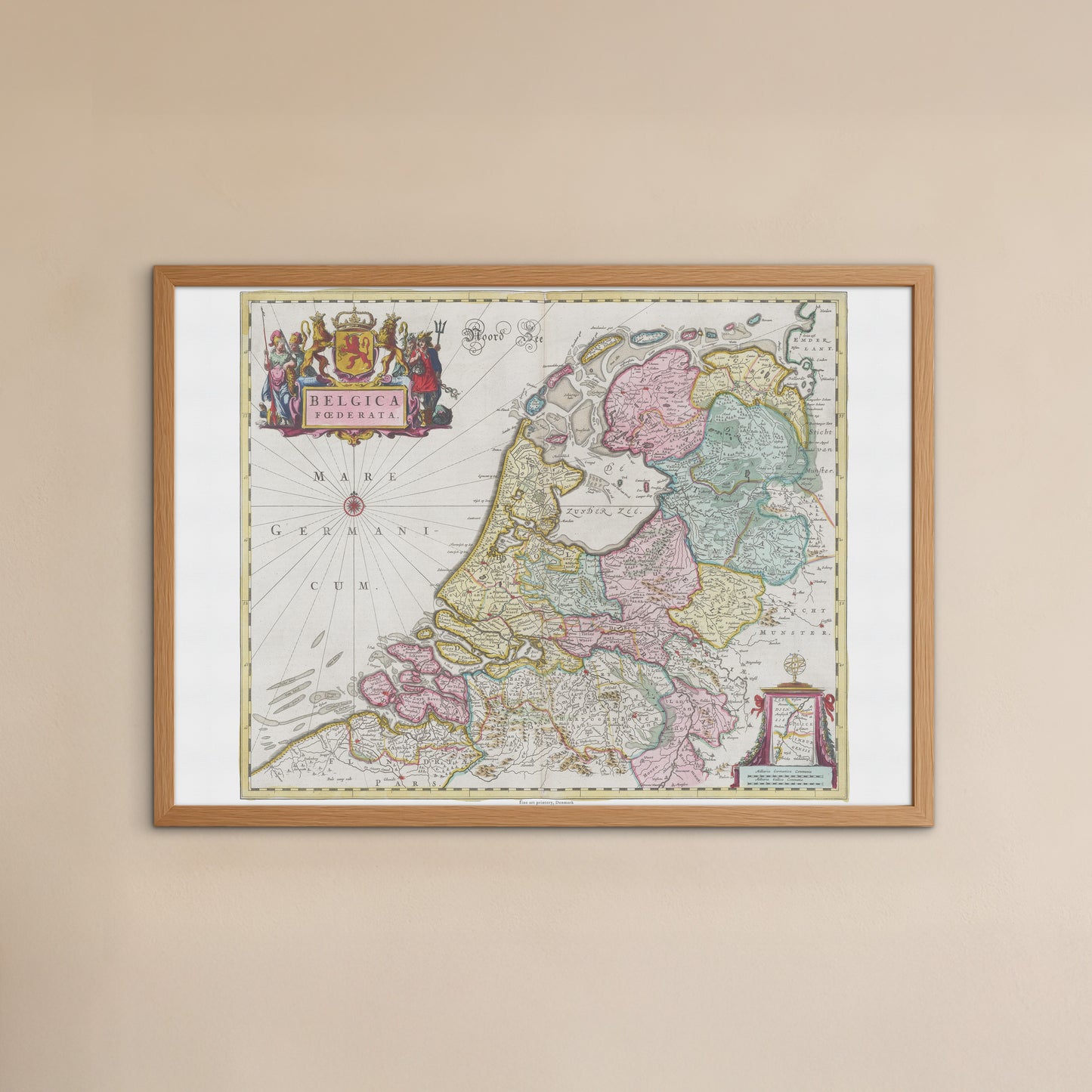 Vintage Netherlands Map - Belgica Foederata by Joan Blaeu (1665)