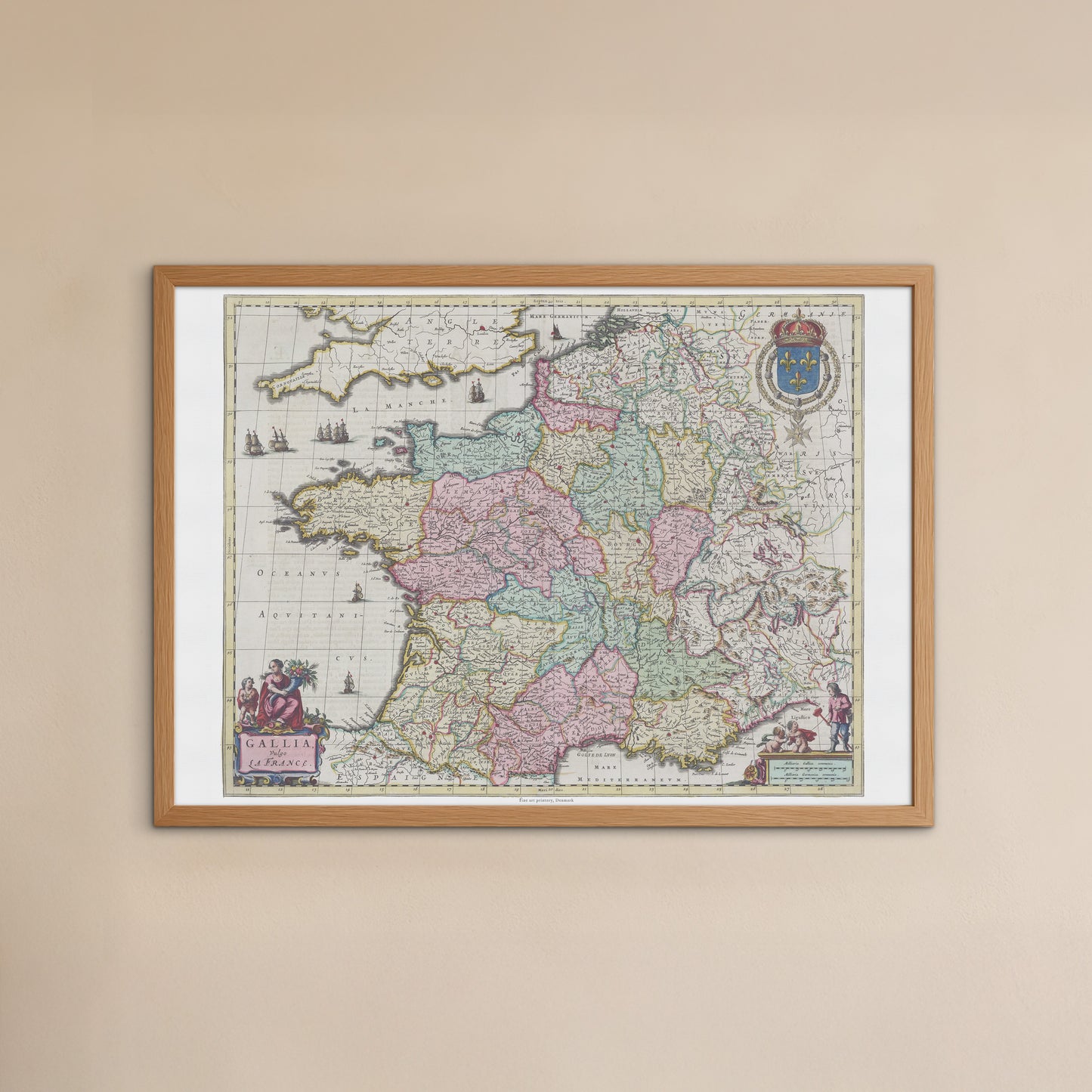 Vintage France Map - Gallia Vulgo La France by Joan Blaeu (1662)