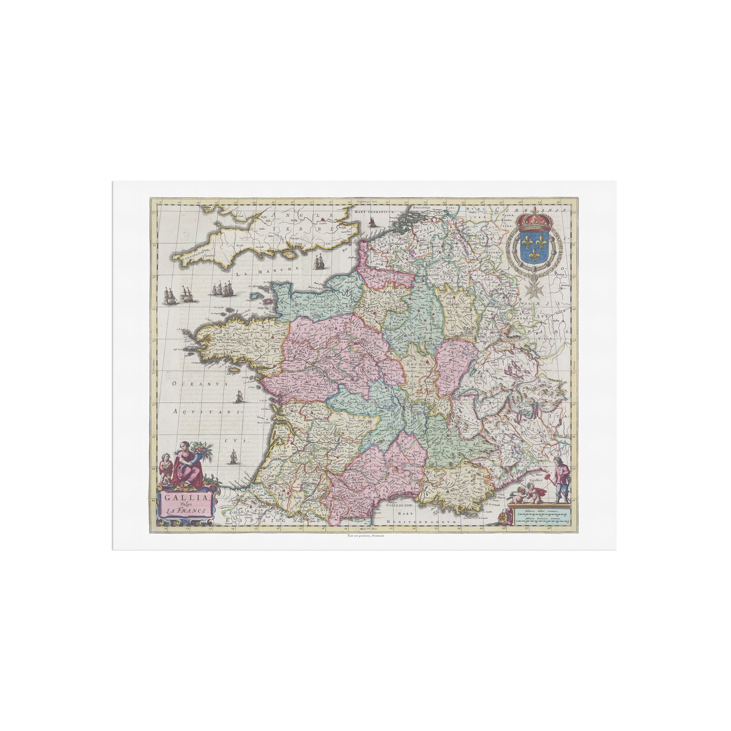Vintage France Map - Gallia Vulgo La France by Joan Blaeu (1662)