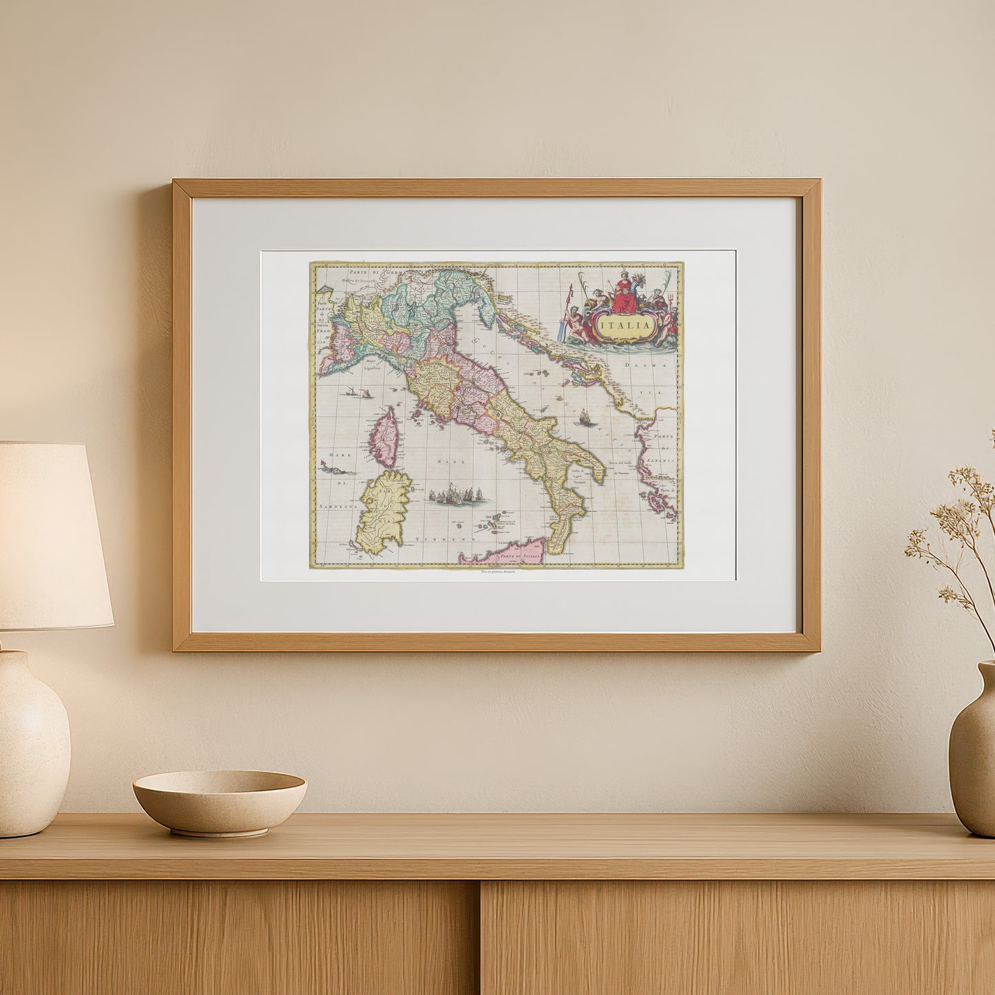 Vintage Map of Italy - Italia by Joan Blaeu (1665)