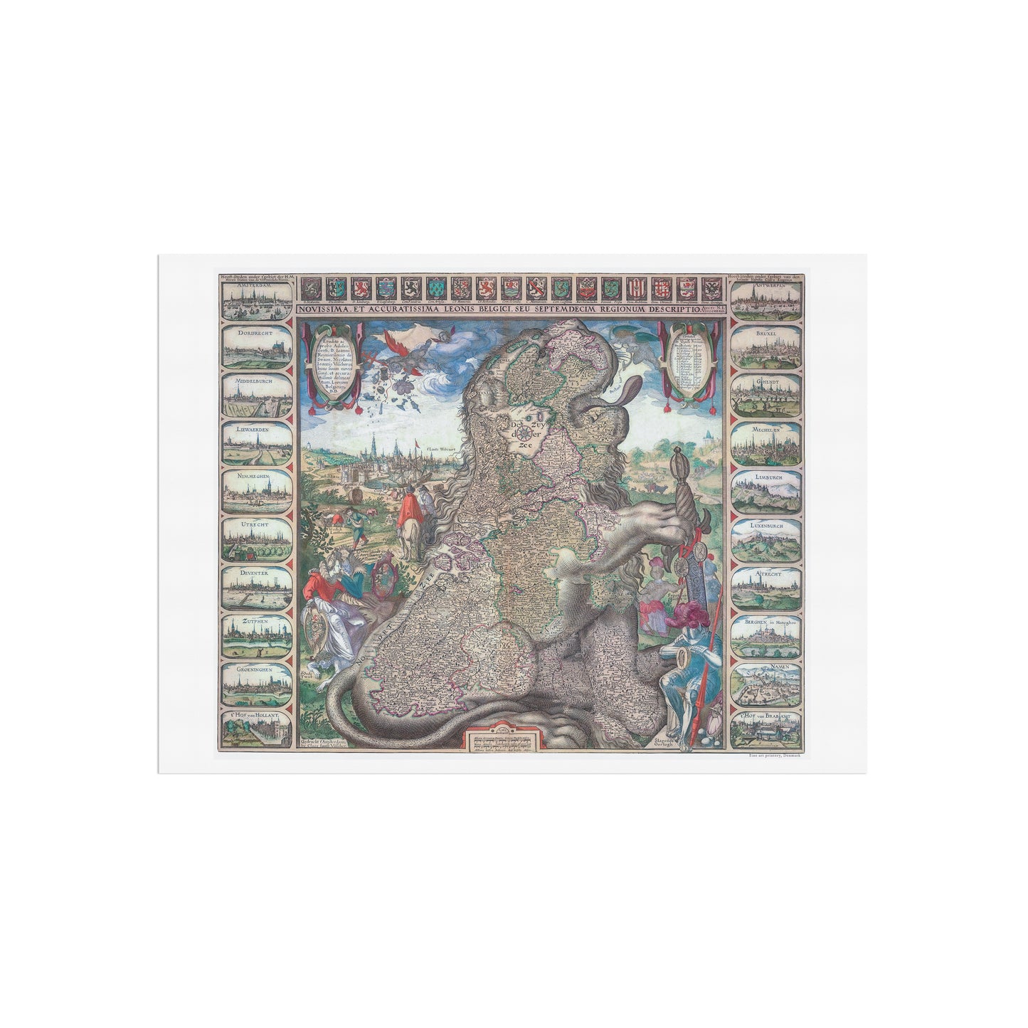 Vintage Leo Belgicus Map Poster - Visscher's Lion Map (ca. 1611-1621)