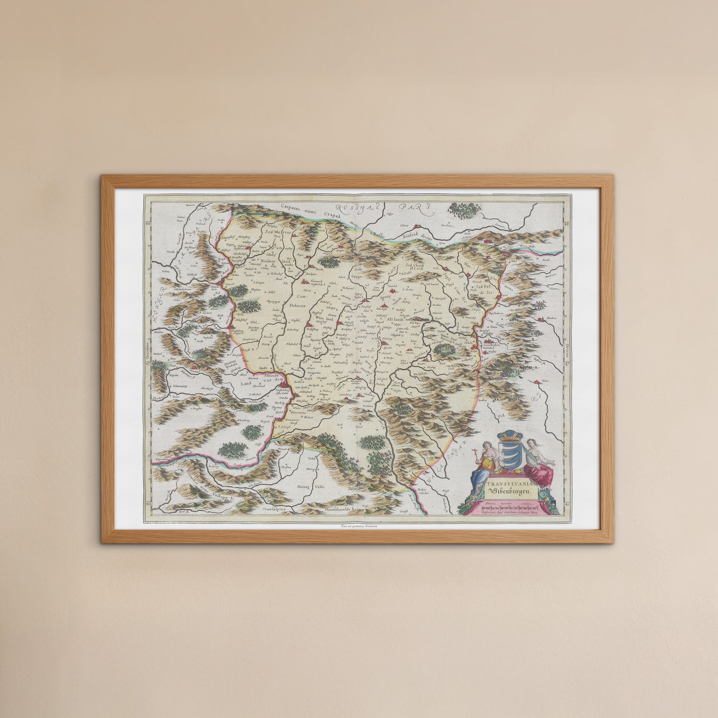 Vintage Transylvania Map - Sibenburgen by Joan Blaeu (1665)
