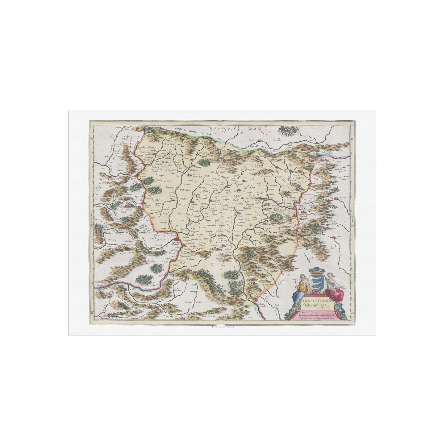 Vintage Transylvania Map - Sibenburgen by Joan Blaeu (1665)