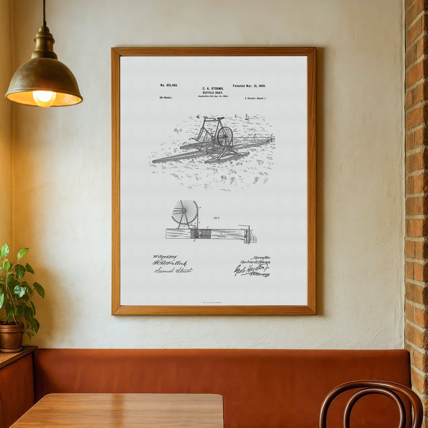 Vintage Bicycle Boat Patent Print – 1899 Invention by C. A. Storms