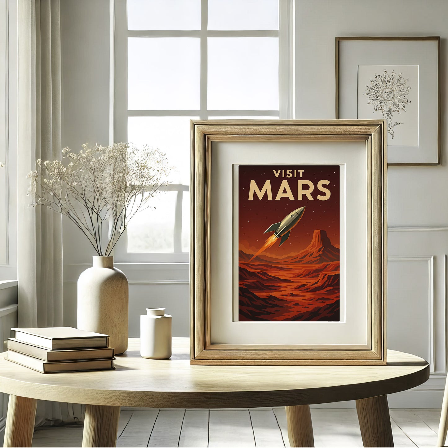 Visit Mars – Vintage Art Deco Style Retro Travel Poster of the Red Planet