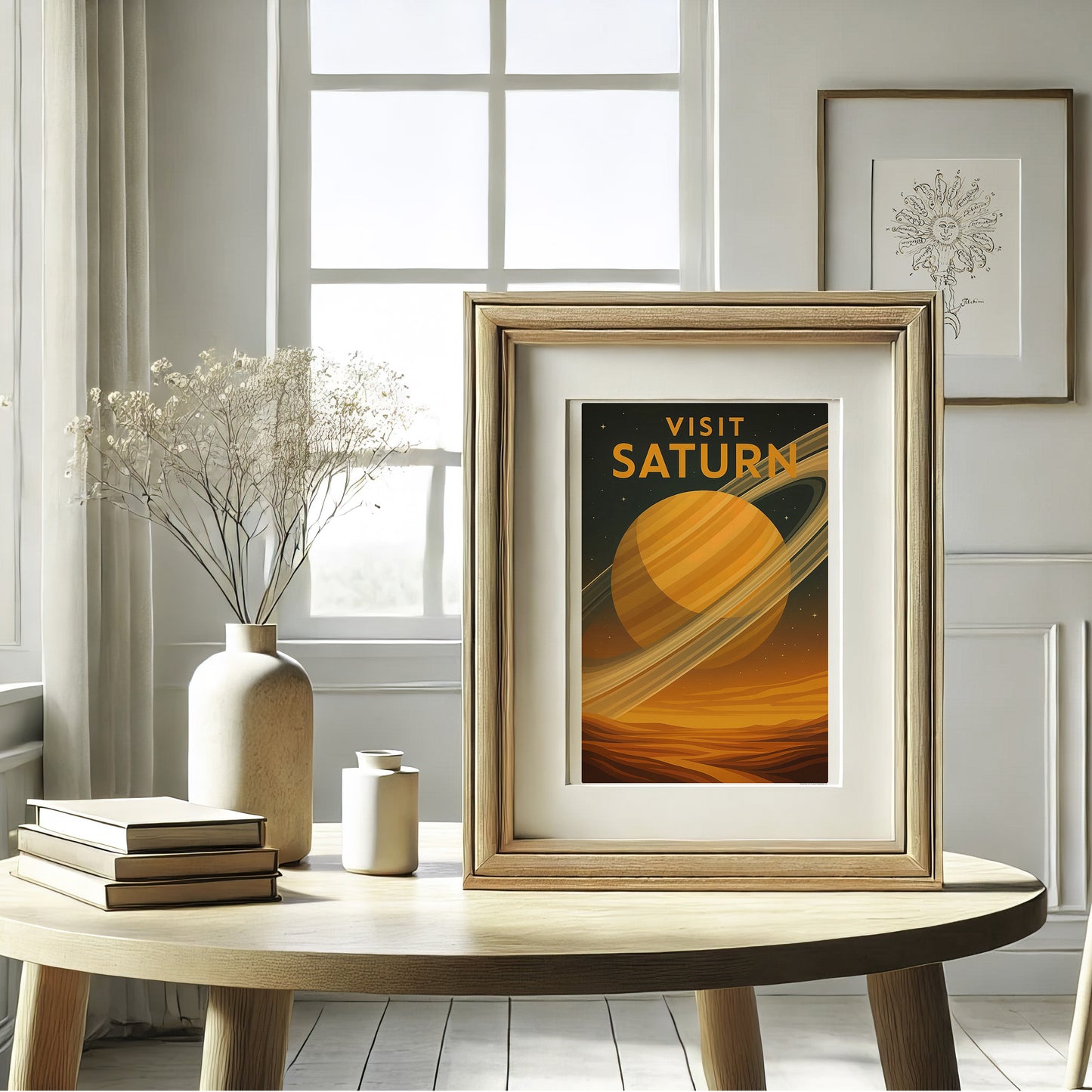 Visit Saturn – Retro Art Deco Style Vintage Space Travel Poster