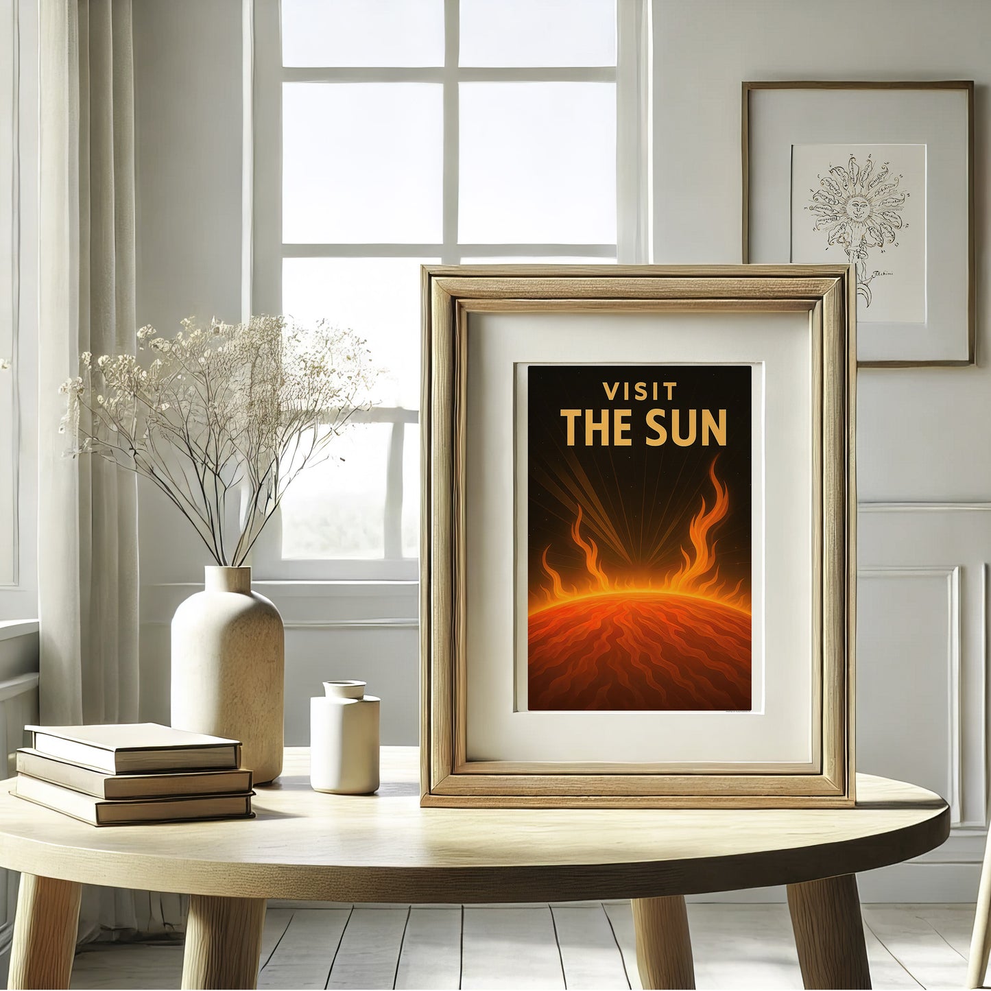Visit the Sun – Vintage Art Deco Style Retro Space Travel Poster