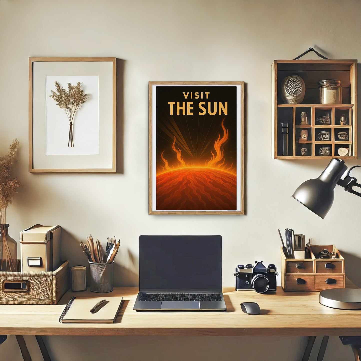 Visit the Sun – Vintage Art Deco Style Retro Space Travel Poster