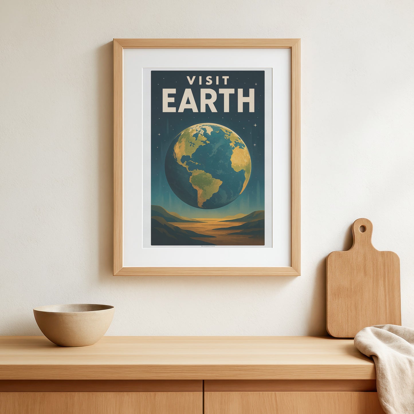 Visit Earth – Retro Art Deco Style Vintage Planet Travel Poster