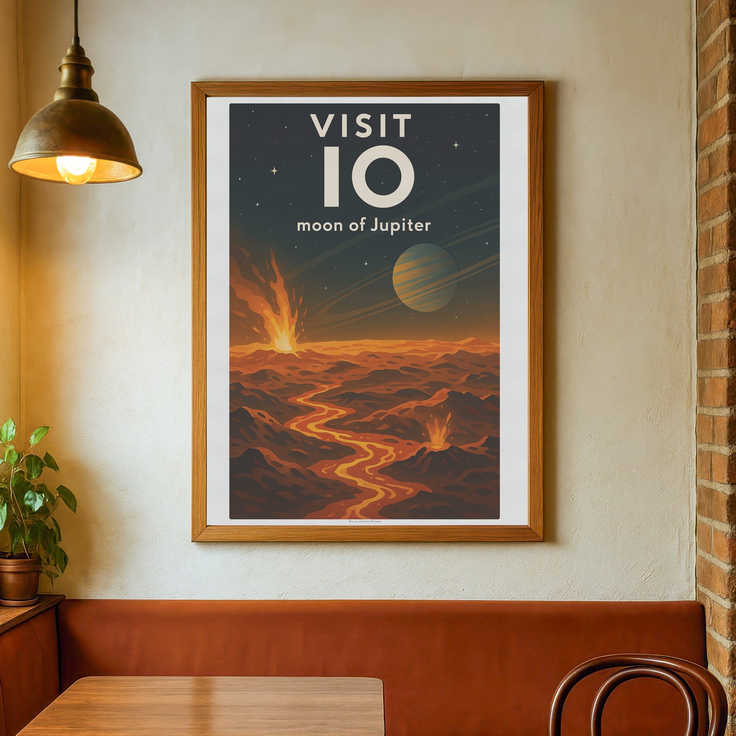 Visit Io – Moon of Jupiter Retro Space Poster in Vintage Art Deco Style