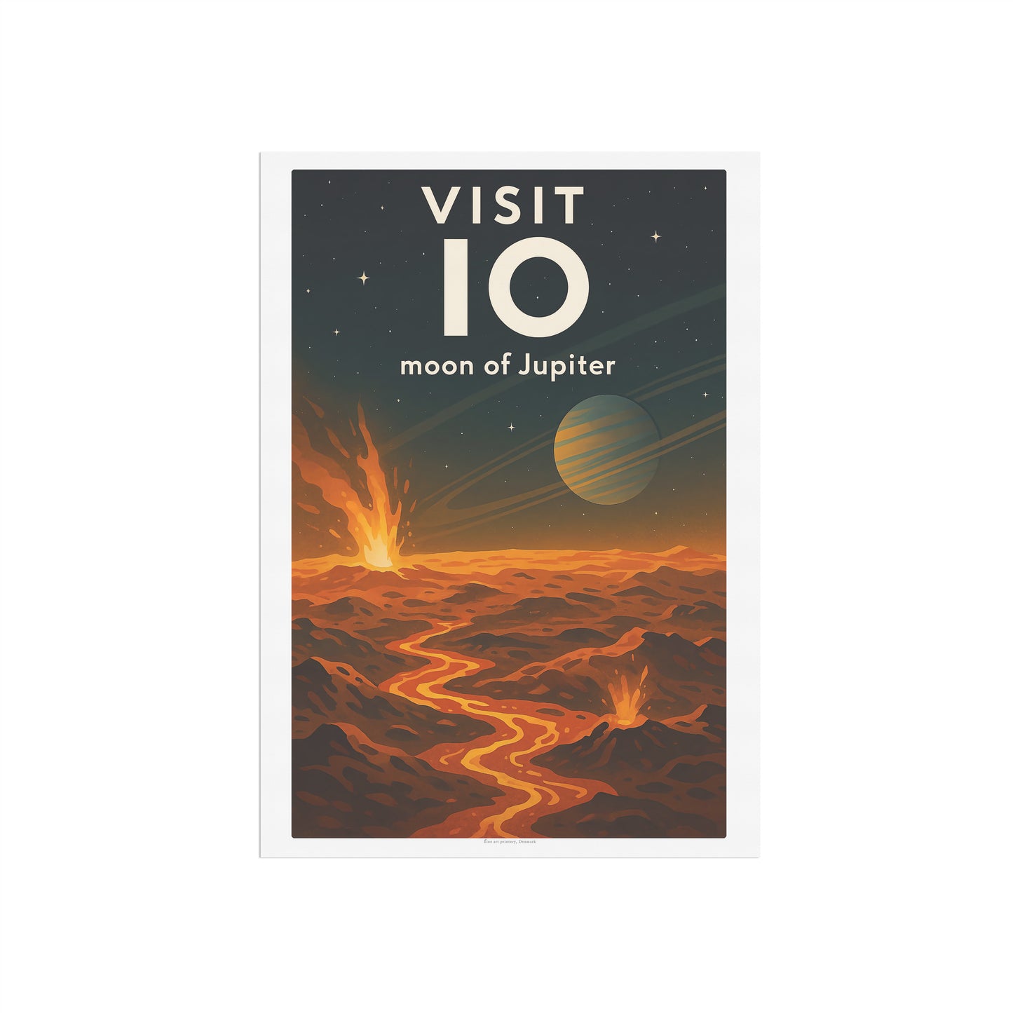 Visit Io – Moon of Jupiter Retro Space Poster in Vintage Art Deco Style