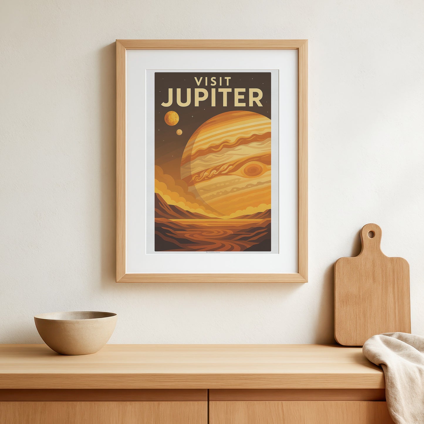 Visit Jupiter – Vintage Art Deco Style Retro Planetary Travel Poster