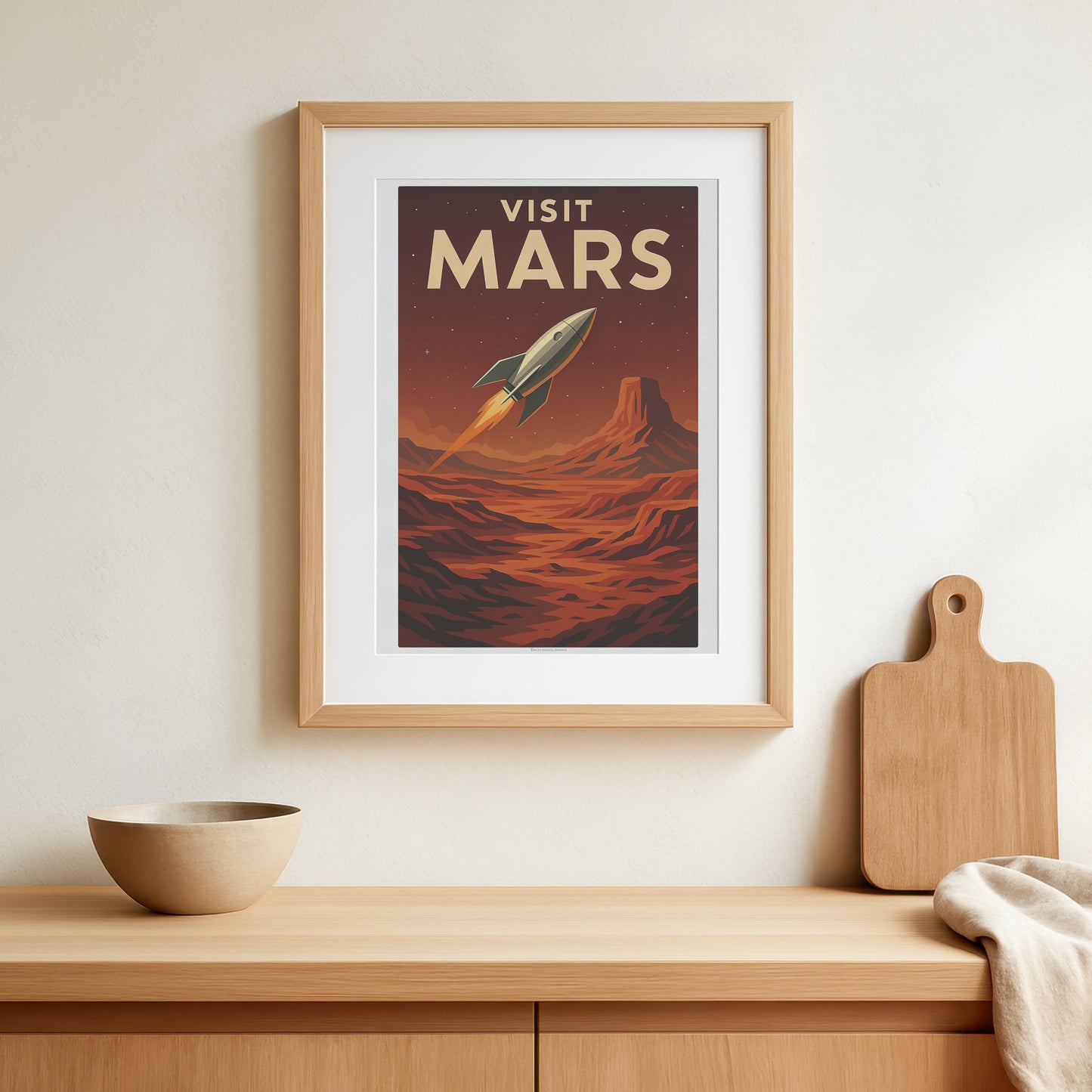 Visit Mars – Vintage Art Deco Style Retro Travel Poster of the Red Planet