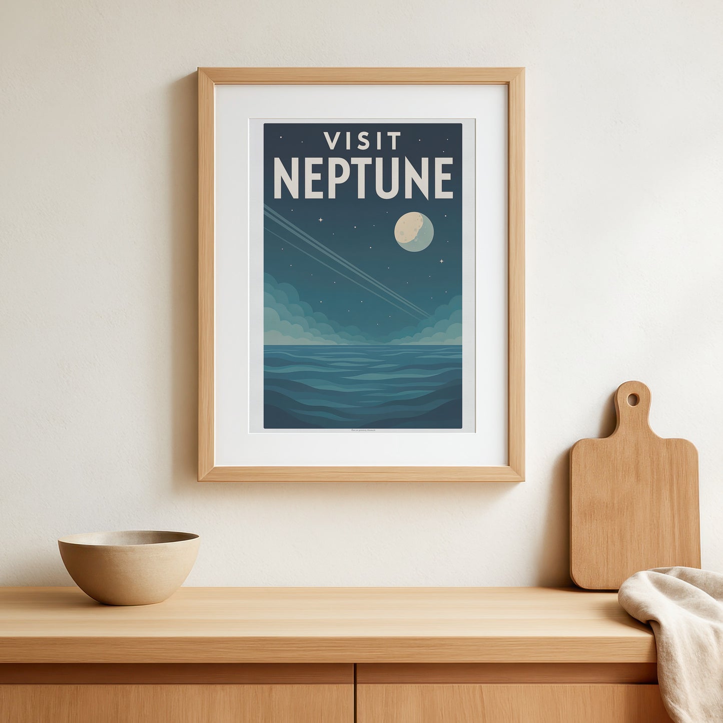 Visit Neptune – Vintage Art Deco Space Travel Poster