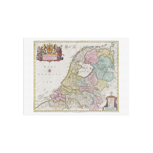 Vintage Netherlands Map - Belgica Foederata by Joan Blaeu (1665)