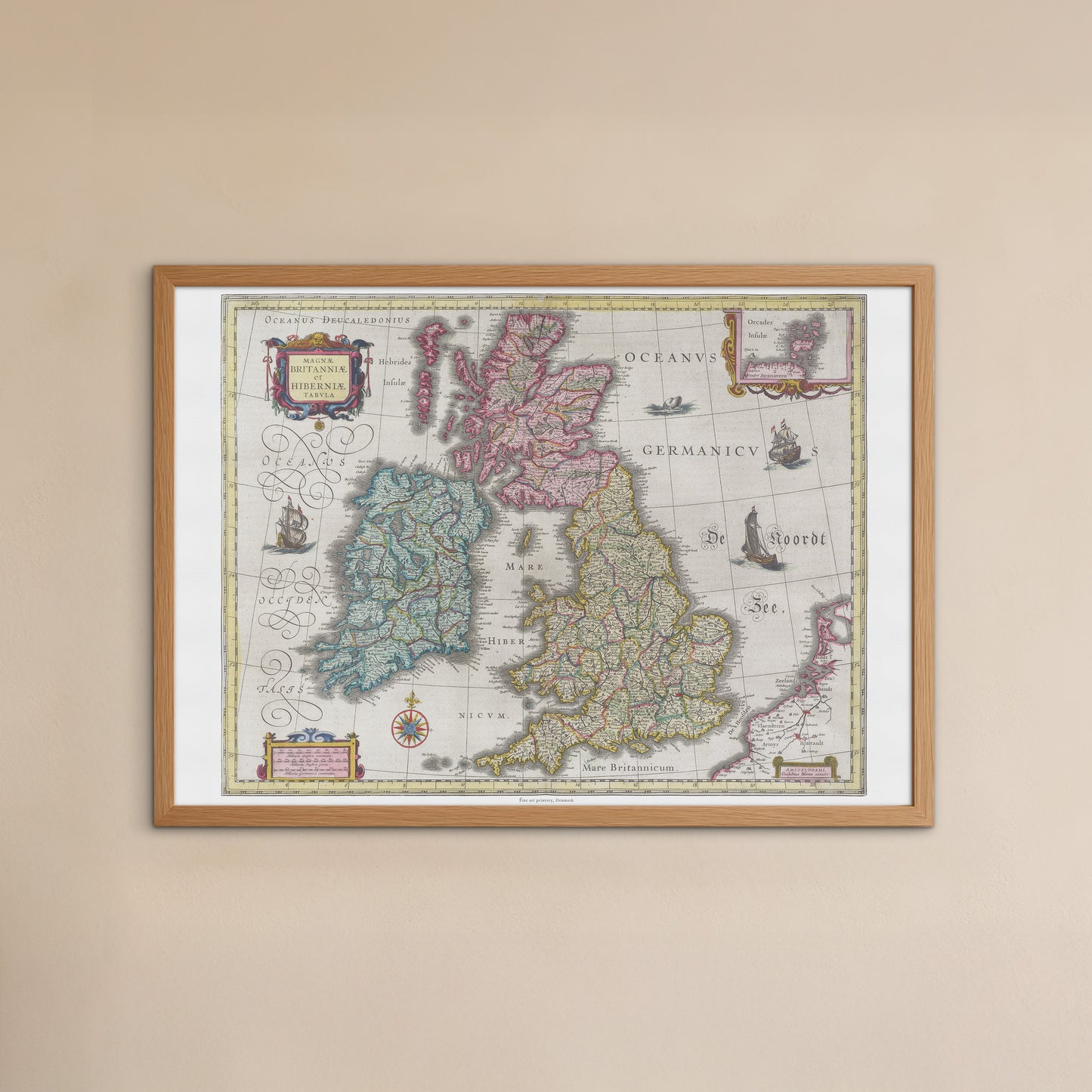 Vintage British Isles Map - Magnae Britanniae et Hiberniae Tabula by Joan Blaeu (1665)