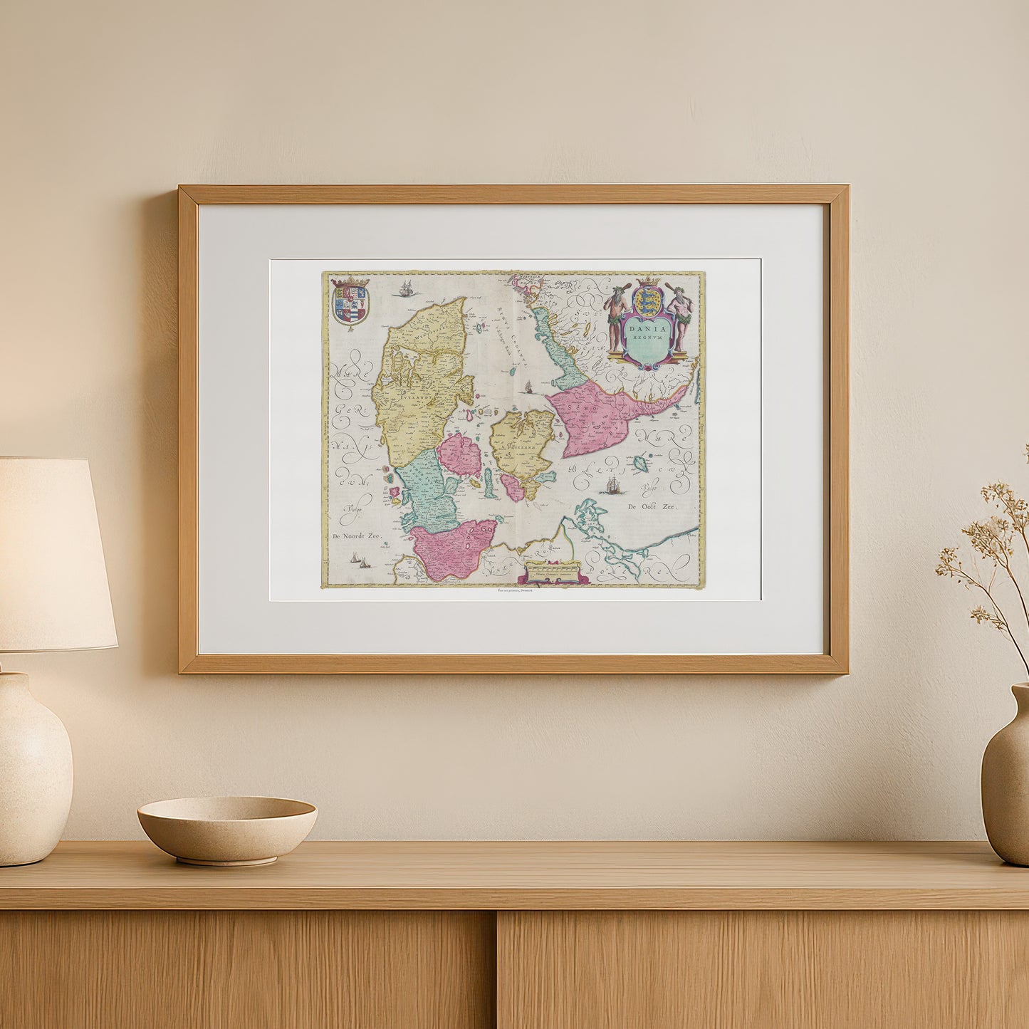 Vintage Denmark Map - Dania Regnum by Joan Blaeu (1662)