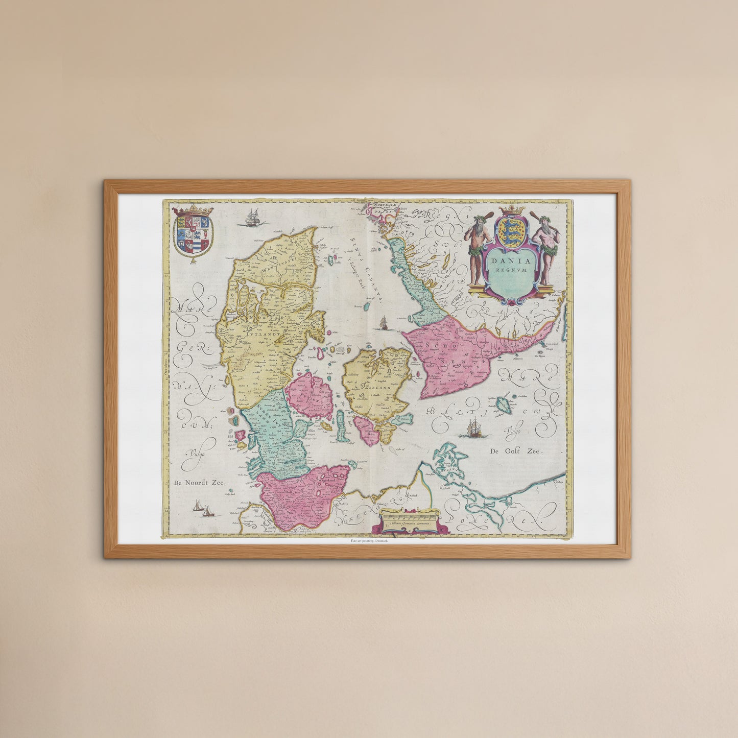 Vintage Denmark Map - Dania Regnum by Joan Blaeu (1662)