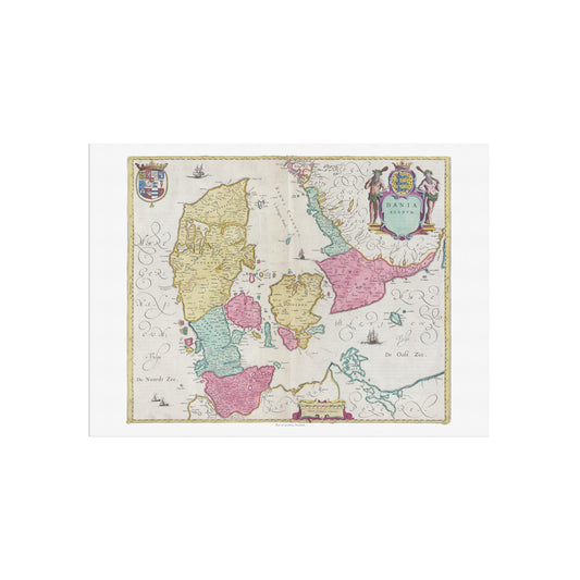Vintage Denmark Map - Dania Regnum by Joan Blaeu (1662)