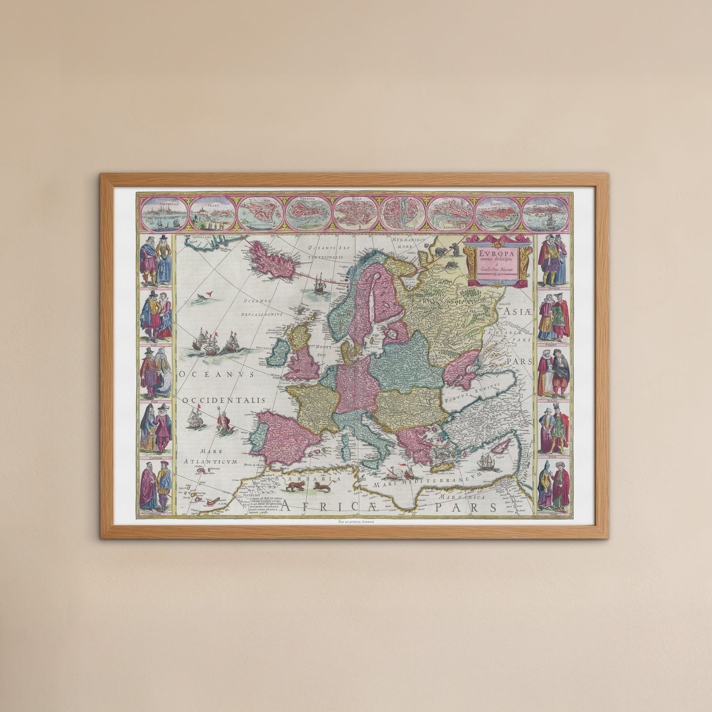 Vintage Map of Europe - Evropa recens descripta by Joan Blaeu (1665)