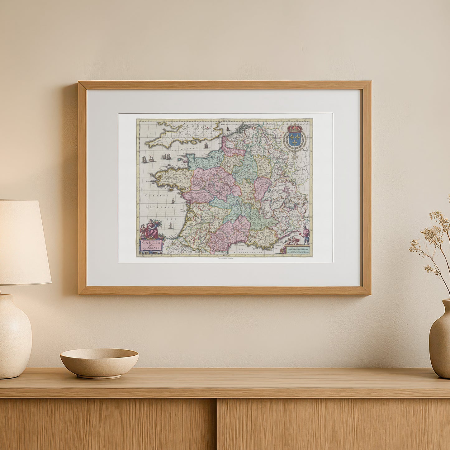 Vintage France Map - Gallia Vulgo La France by Joan Blaeu (1662)
