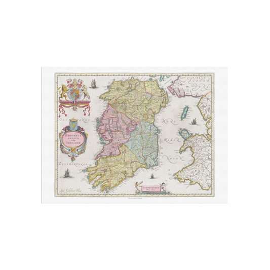 Vintage Map of Ireland - Hibernia Regnum vulgo Ireland by Joan Blaeu (1665)