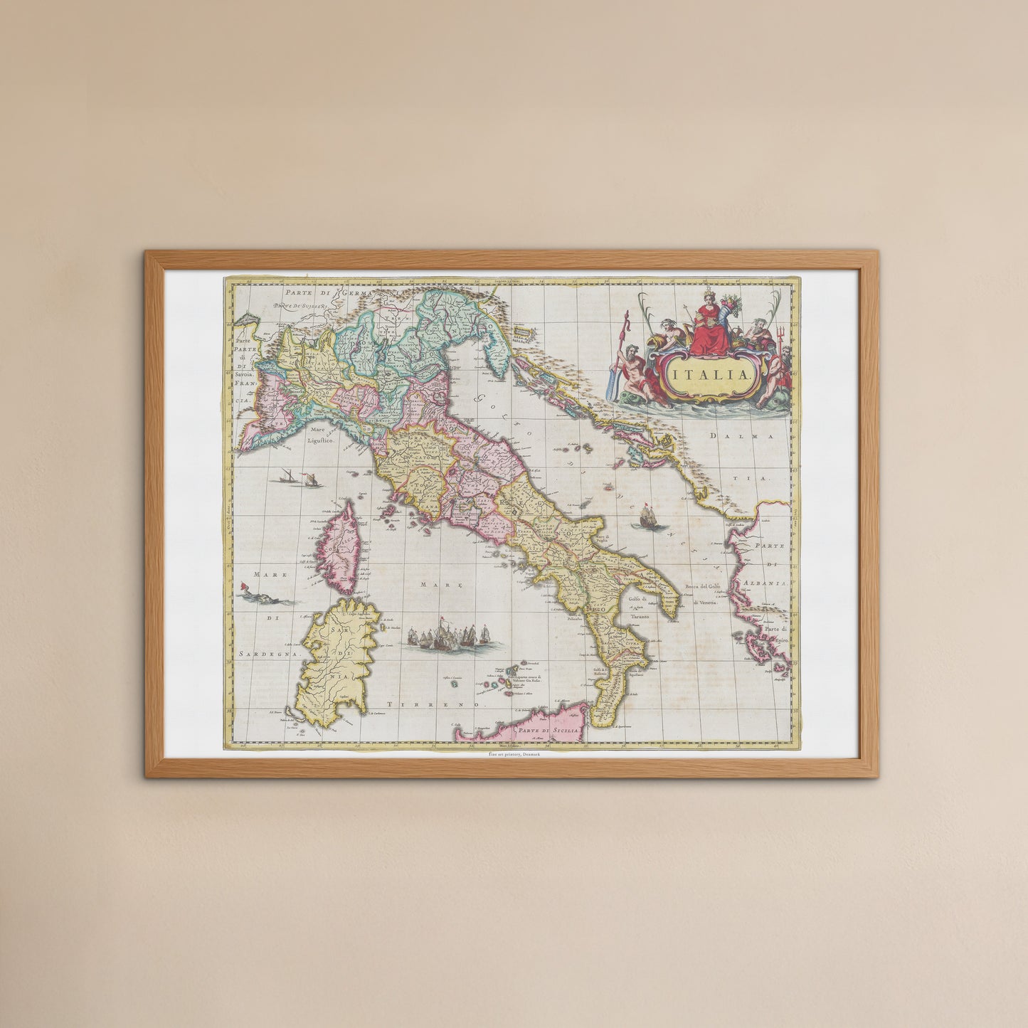 Vintage Map of Italy - Italia by Joan Blaeu (1665)