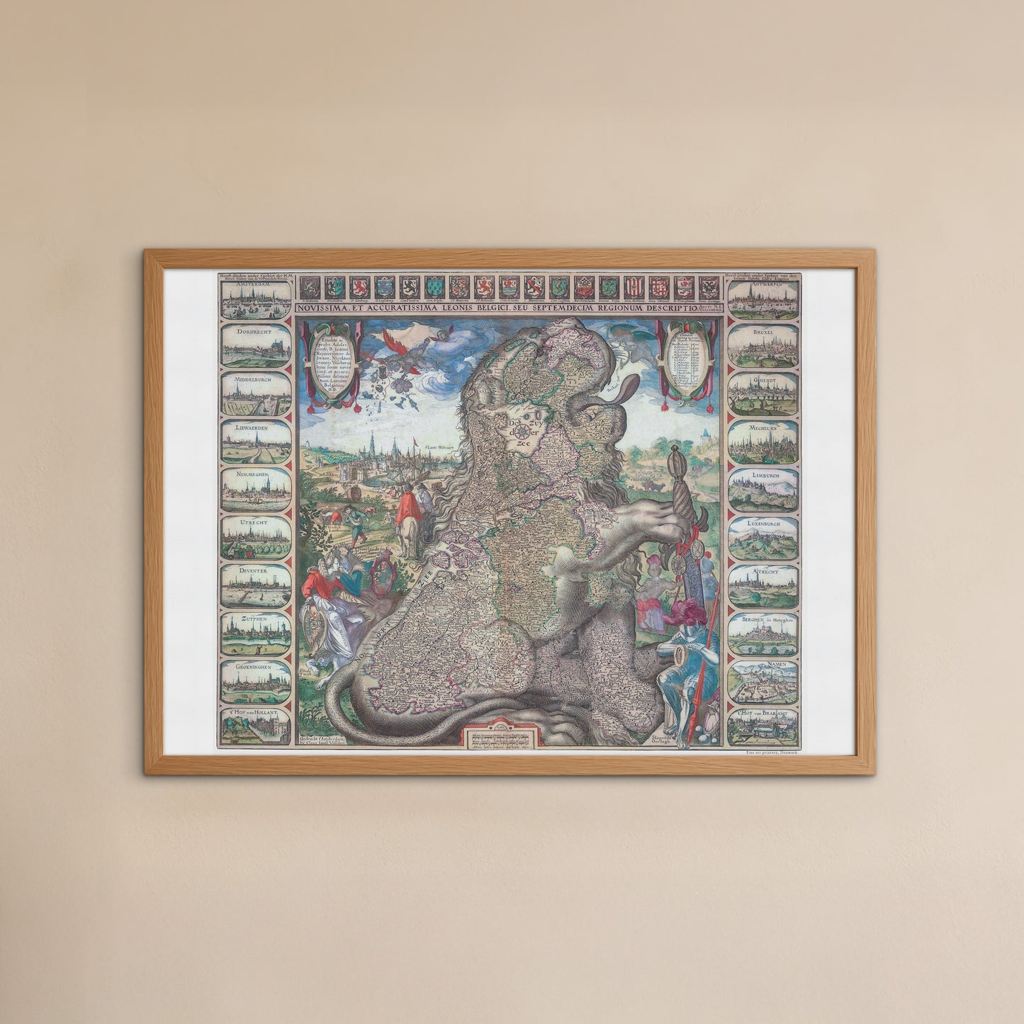Vintage Leo Belgicus Map Poster - Visscher's Lion Map (ca. 1611-1621)