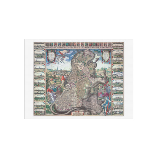 Vintage Leo Belgicus Map Poster - Visscher's Lion Map (ca. 1611-1621)