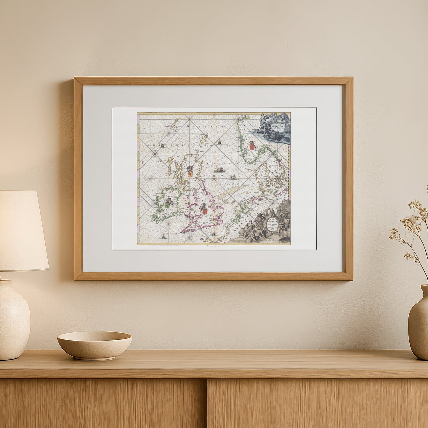 Vintage North Sea Map by Frederick de Wit (ca. 1690) - Antique Nautical Chart Print