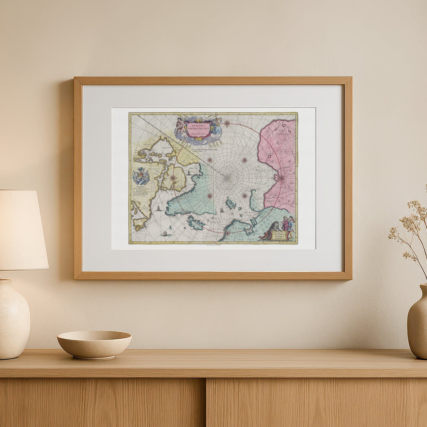 Vintage North Pole Map - Regiones Sub Polo Arctico by Joan Blaeu (1665)