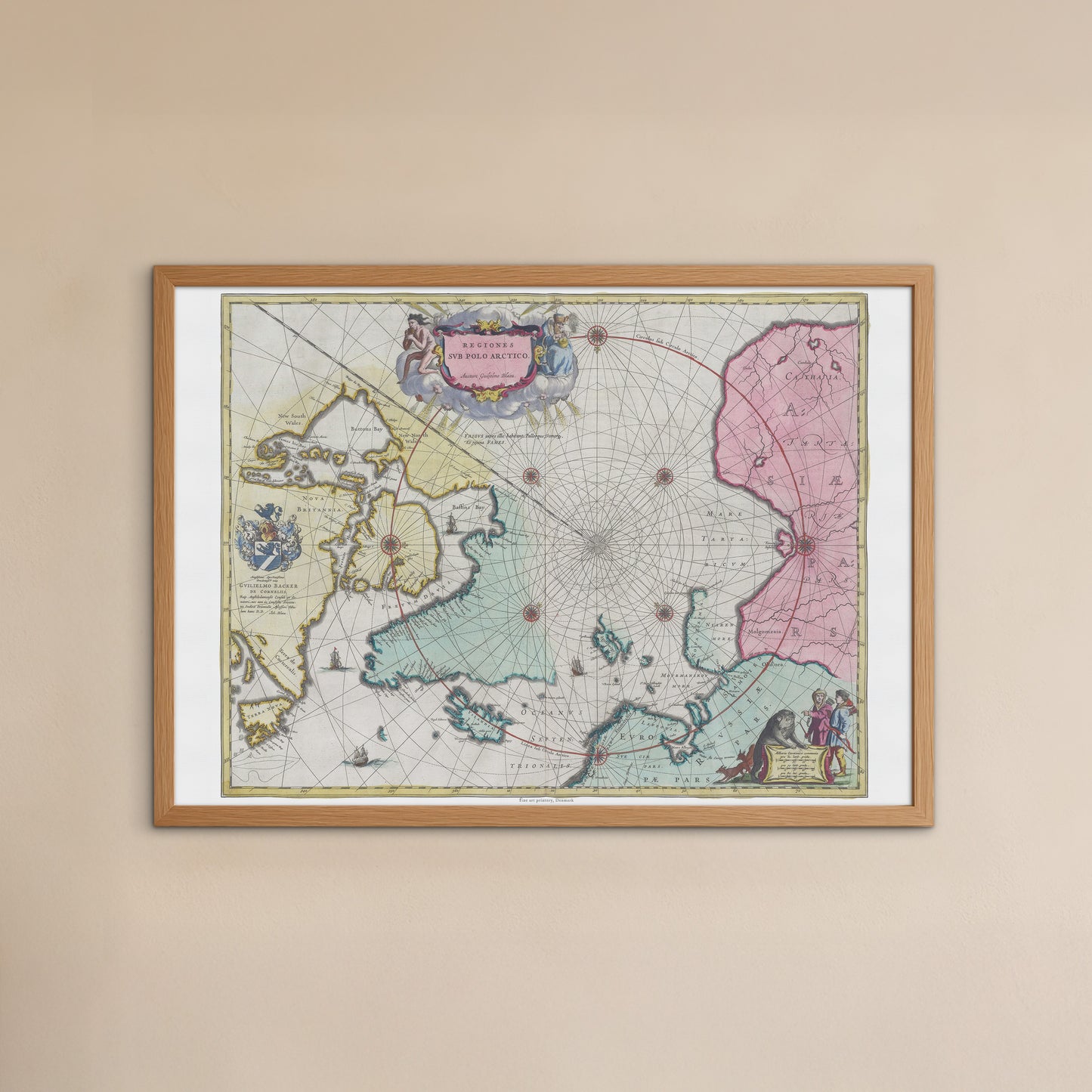 Vintage North Pole Map - Regiones Sub Polo Arctico by Joan Blaeu (1665)