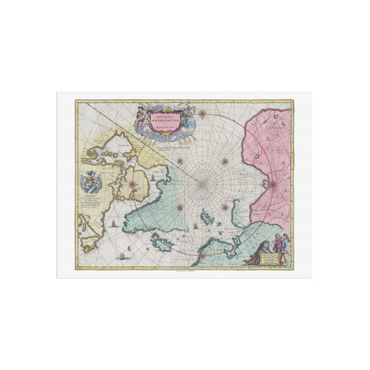 Vintage North Pole Map - Regiones Sub Polo Arctico by Joan Blaeu (1665)