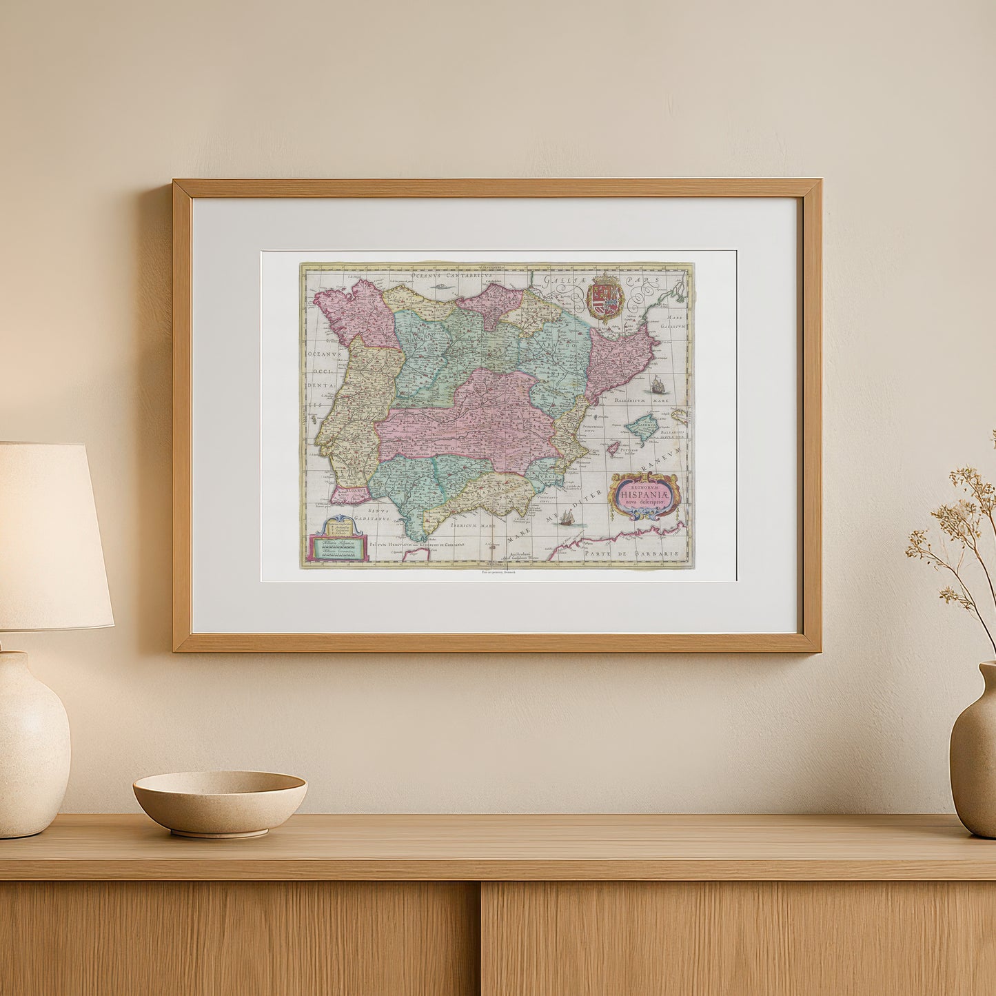 Vintage Map of Spain - Regnorum Hispaniae Nova Descriptio by Joan Blaeu (1665)