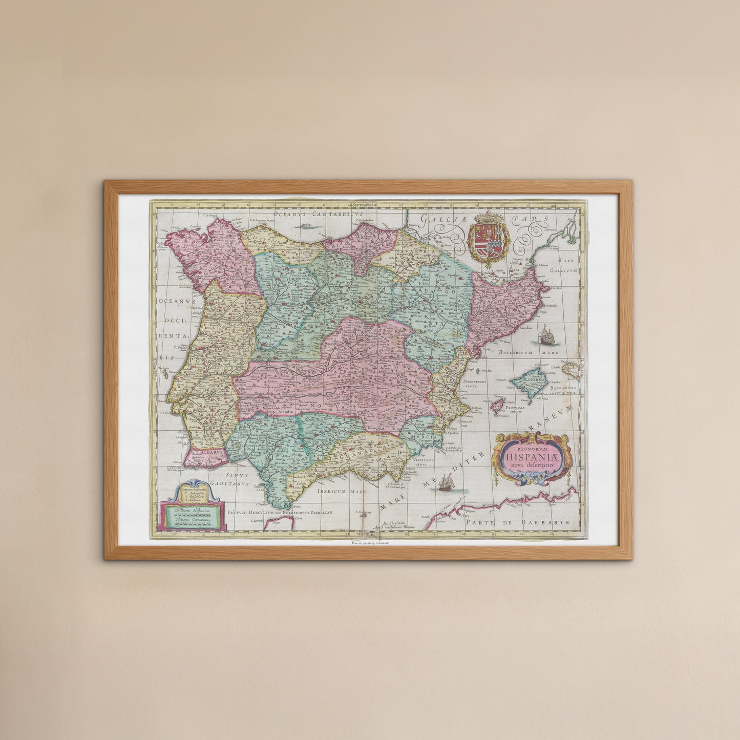 Vintage Map of Spain - Regnorum Hispaniae Nova Descriptio by Joan Blaeu (1665)