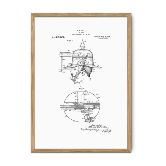 Vintage Weapon Hat Gun Patent Print – 1915 Invention by A. B. Pratt