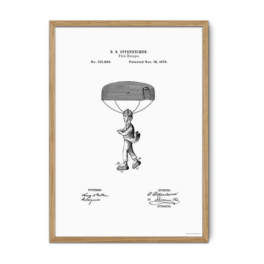 Vintage Fire Escape Hat Parachute Patent Print – 1879 Invention by B. B. Oppenheimer