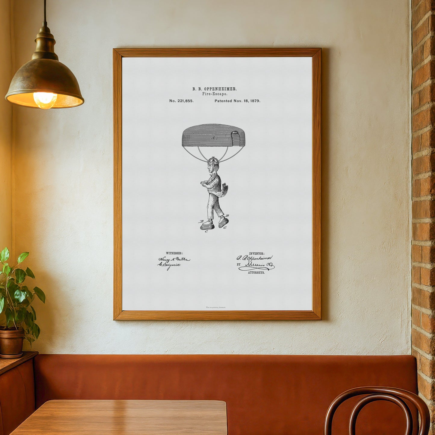 Vintage Fire Escape Hat Parachute Patent Print – 1879 Invention by B. B. Oppenheimer