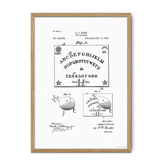 Vintage Ouija Board Patent Print – 1891 Invention by Elijah J. Bond