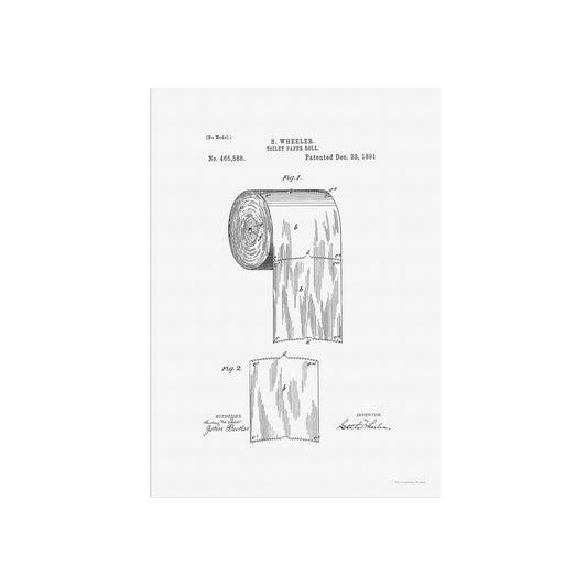 Vintage Toilet Paper Roll Patent Print – 1891 Invention by S. Wheeler