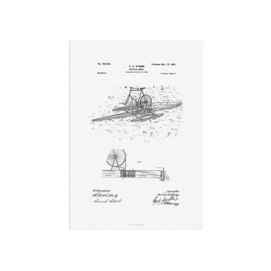 Vintage Bicycle Boat Patent Print – 1899 Invention by C. A. Storms