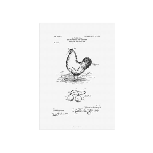 Vintage Chicken Eye Protector Patent Print – 1902 Invention by Andrew Jackson Jr.