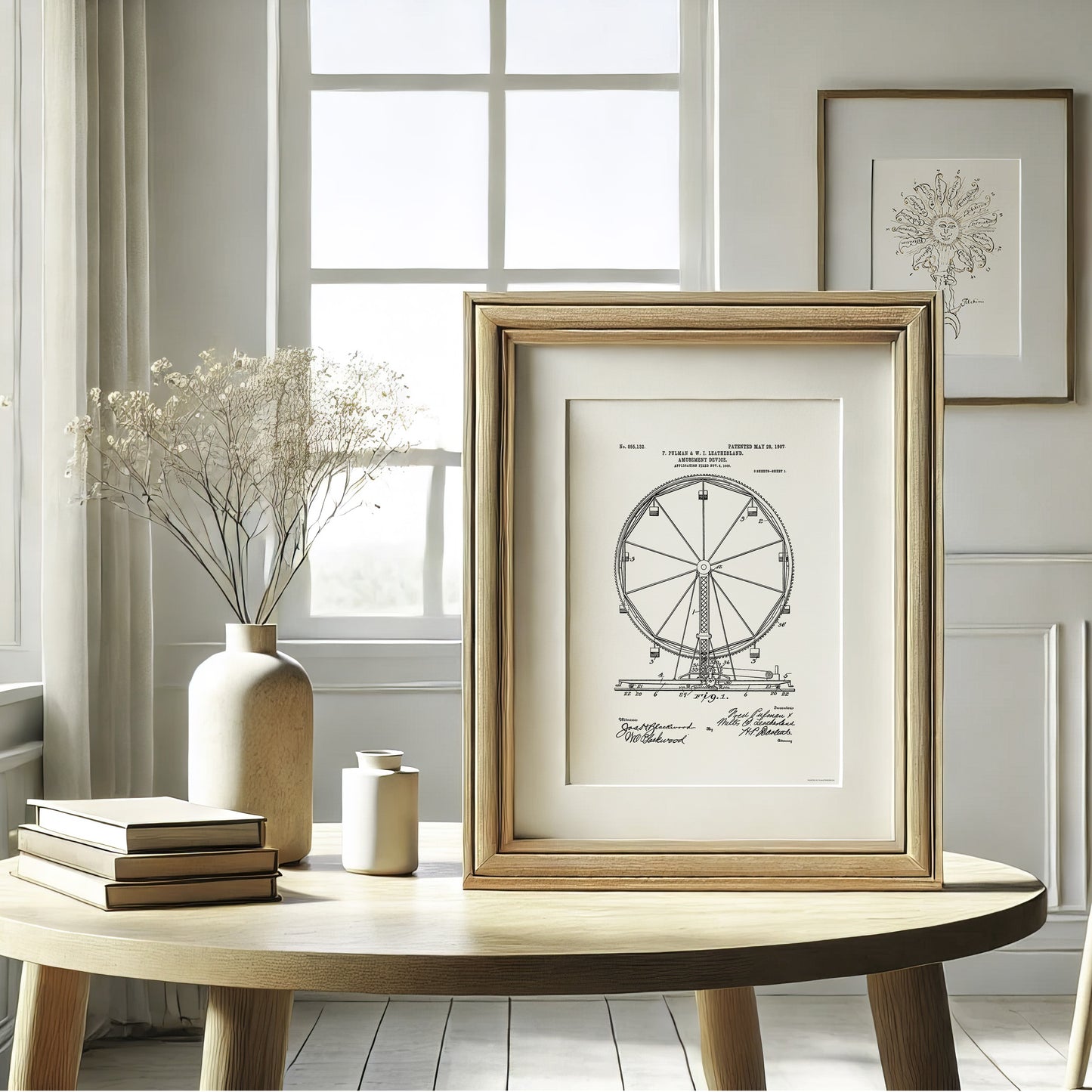 Vintage Ferris Wheel Patent Print – 1906 Amusement Device by F. Pulman & W. I. Leatherland