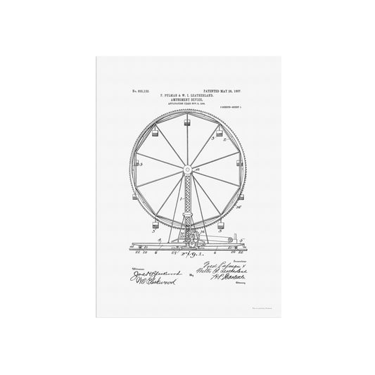 Vintage Ferris Wheel Patent Print – 1906 Amusement Device by F. Pulman & W. I. Leatherland