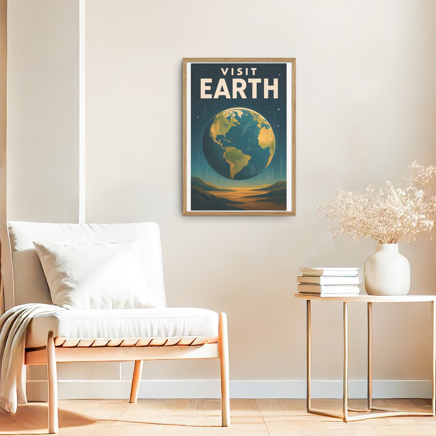 Visit Earth – Retro Art Deco Style Vintage Planet Travel Poster