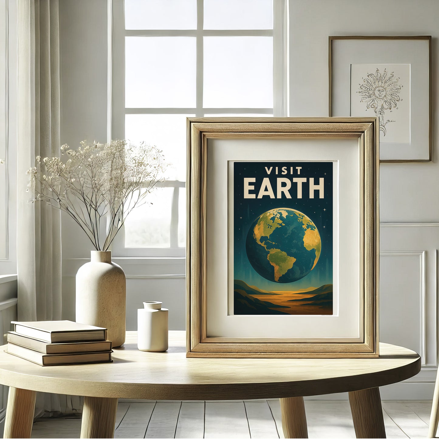 Visit Earth – Retro Art Deco Style Vintage Planet Travel Poster