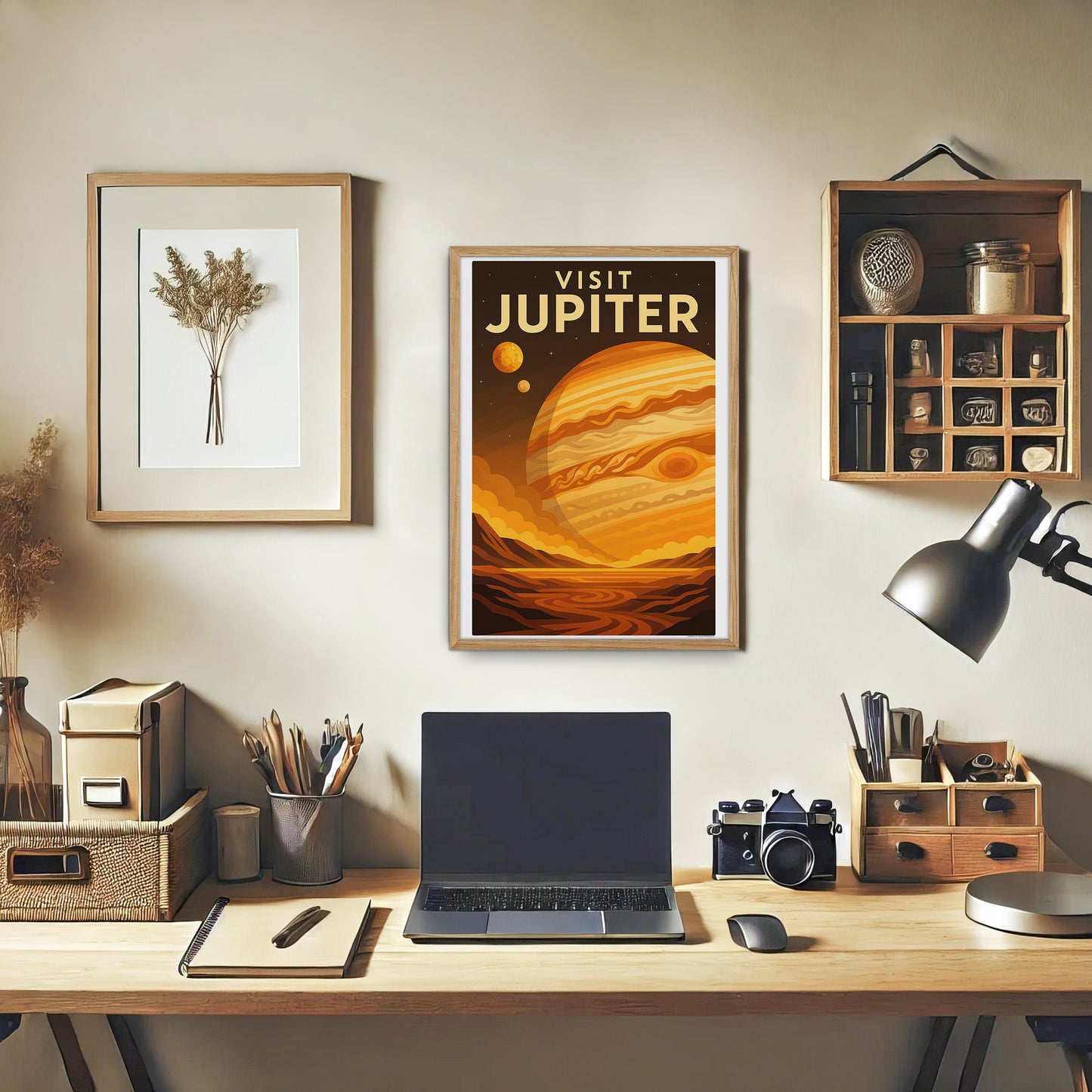 Visit Jupiter – Vintage Art Deco Style Retro Planetary Travel Poster
