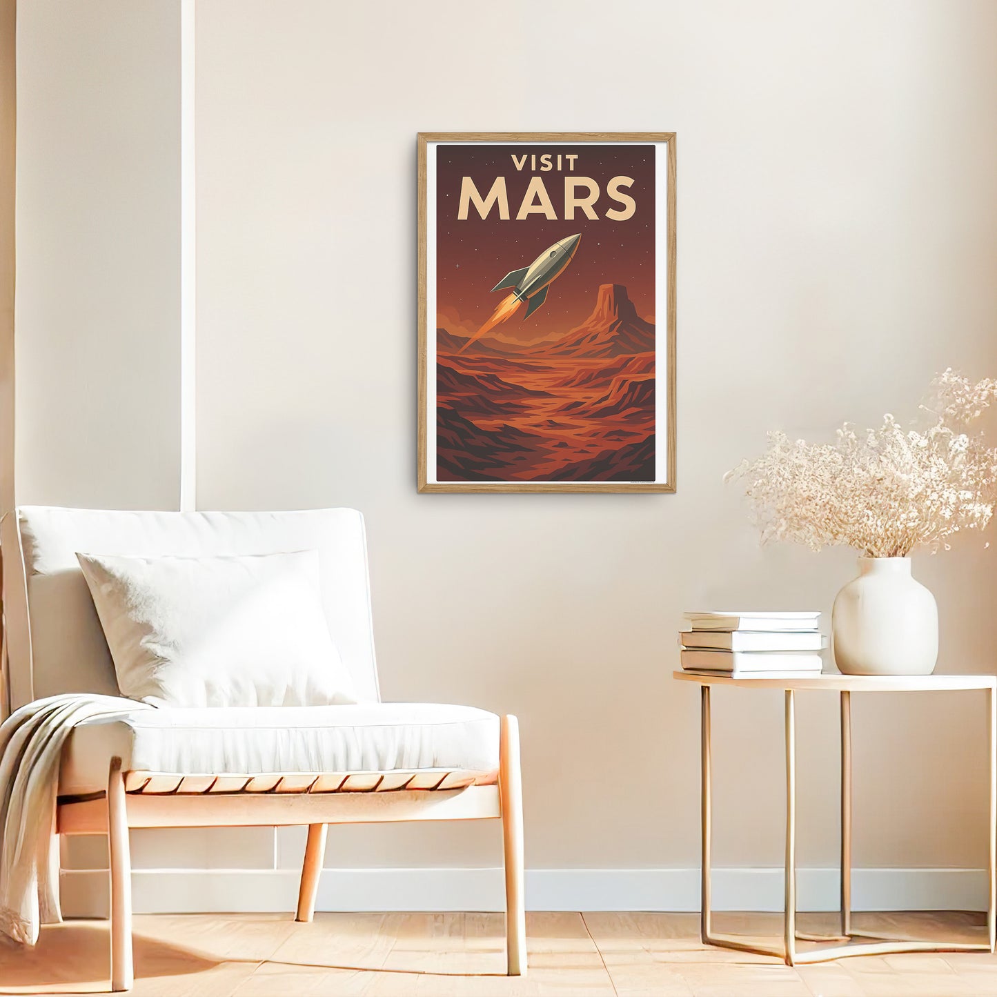 Visit Mars – Vintage Art Deco Style Retro Travel Poster of the Red Planet